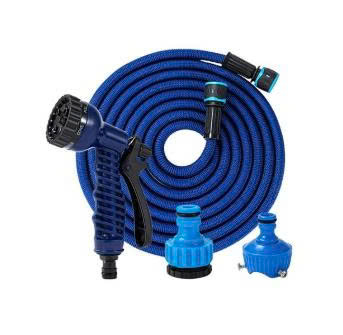 Bộ dây co giãn ra 15m kèm vòi xịt tưới cay rửa xe và 2 đầu cút nối vòi
