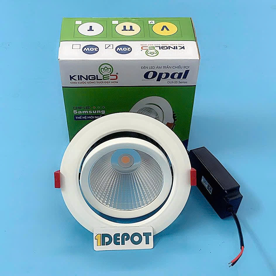 Đèn led âm trần rọi Kingled 20w DLR-20SS-T150, ánh sáng vàng 3000K, kt lỗ khoét 130mm