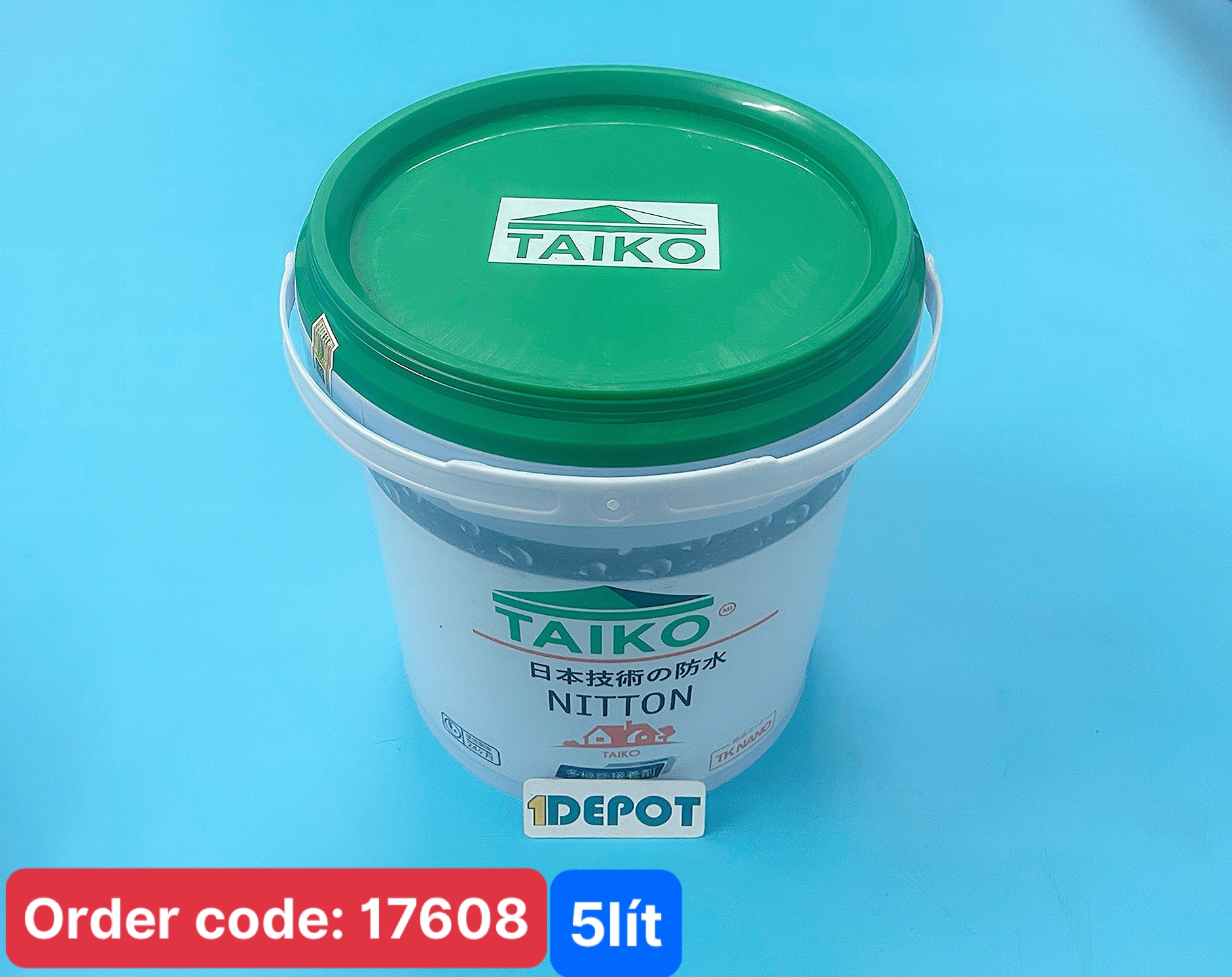 Keo chống thấm Taiko NITTON, lon 5L, màu xám