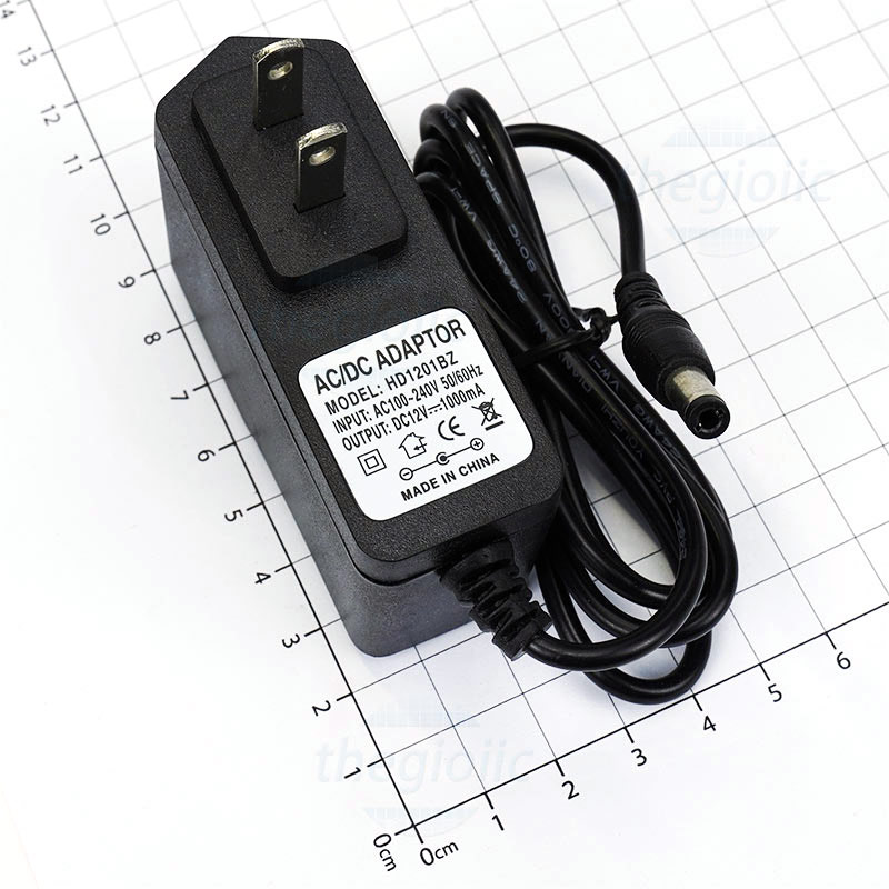 Nguồn Adapter 12V 1A Đầu DC 5.5x2.1mm Dài 1m
