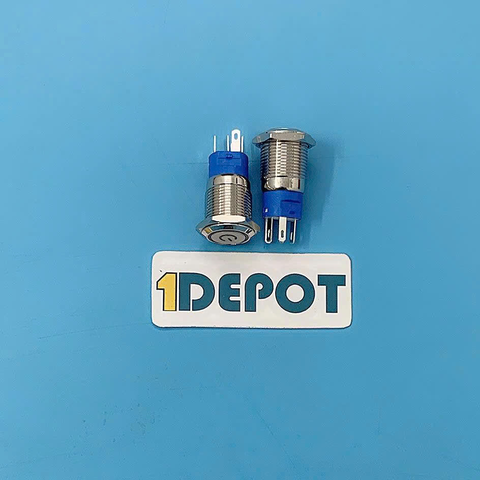 Nút nhấn nhả có đèn, vỏ inox, phi 16mm, 24v đèn LED màu xanh lục