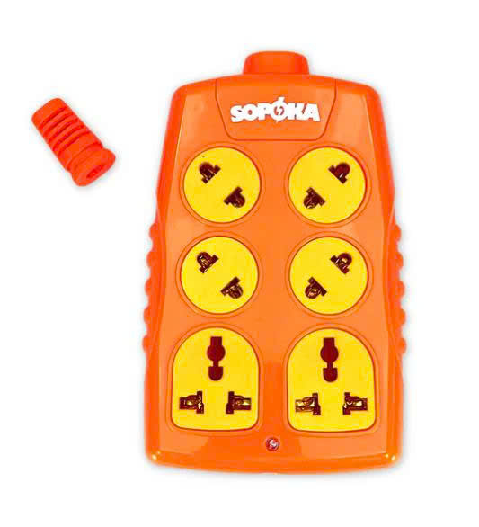 Ổ cắm điện SOPOKA 6000W 6 lỗ chéo không dây, chịu tải 30A 6S-6000W+C