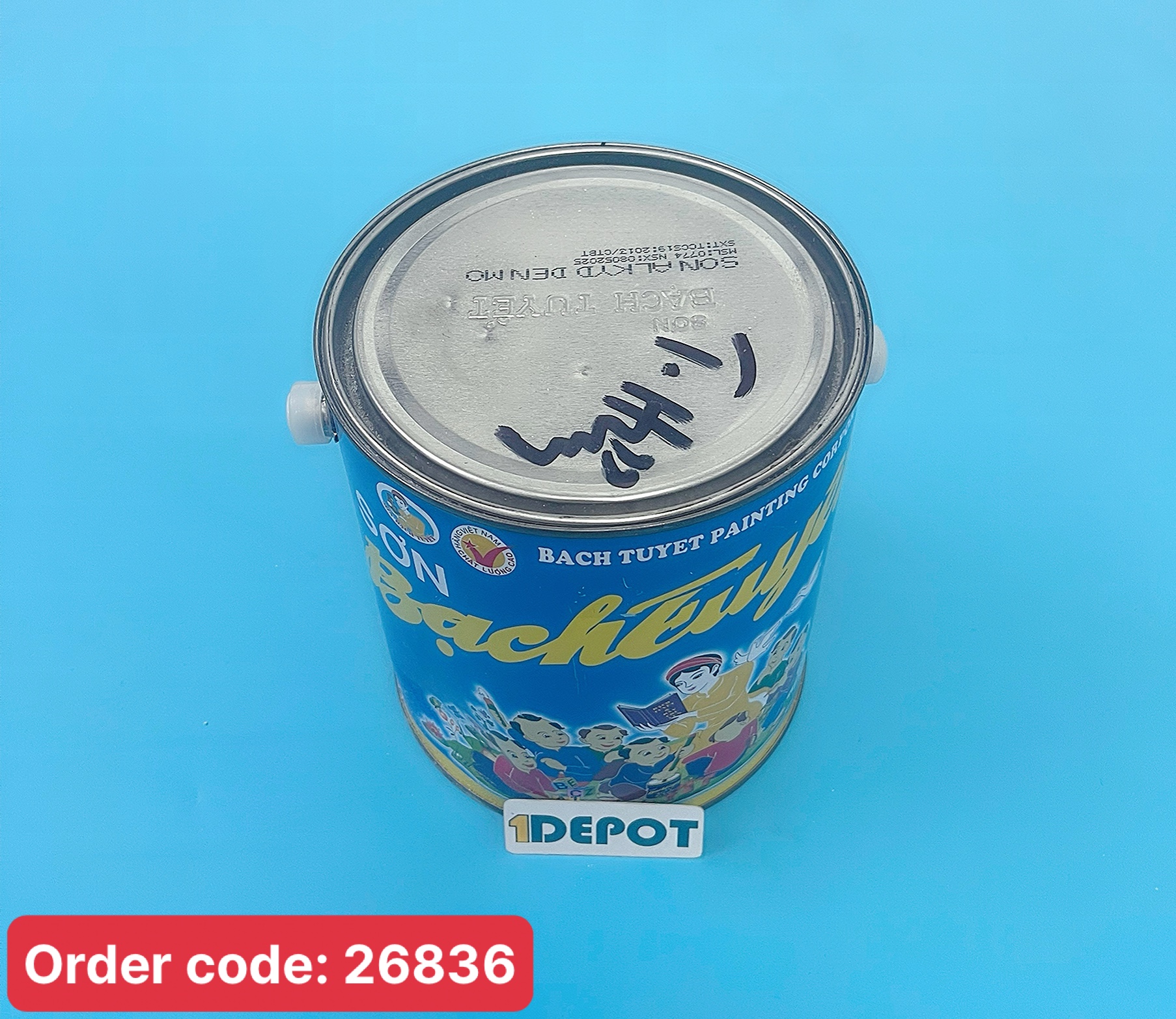 Sơn phủ Alkyd Bạch Tuyết màu đen mờ, lon 3kg