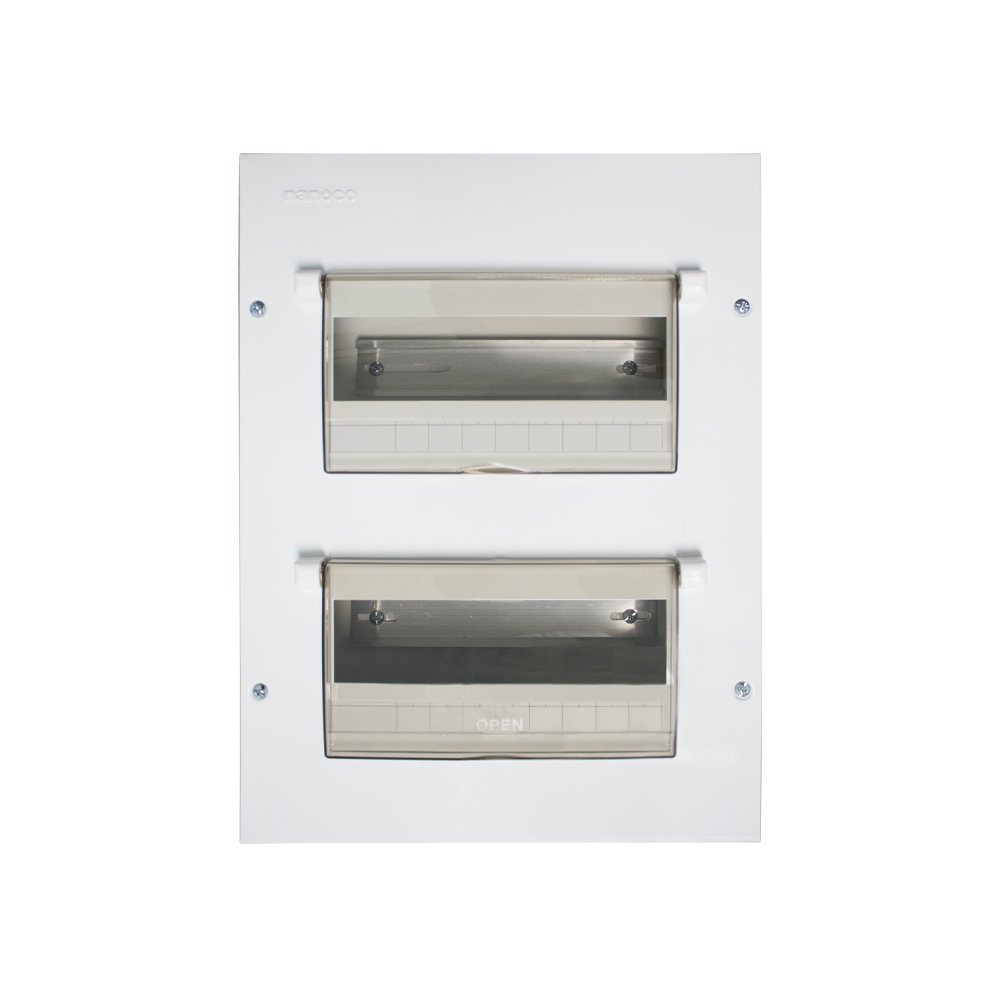 Tủ điện âm tường Nanoco NDP128, vỏ kim loại 20-28 cực