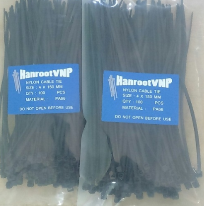 Dây rút nhựa 2.5 tấc, KT 5x250mm, rộng 3.3mm, màu đen, 100 sợi/gói