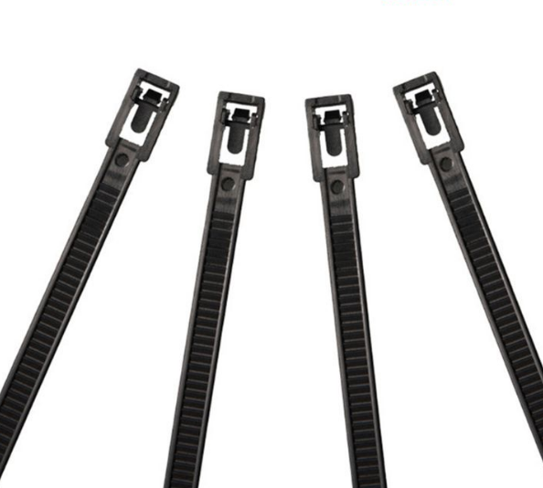 Dây rút nhựa 1 tấc 7x300mm đầu tháo mở được, nhựa PA66 màu đen, 100 sợi/gói