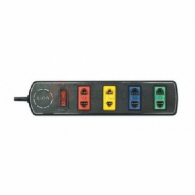 Ổ cắm 4 hai chấu 1 công tắc tổng, dây dài 3m LiOA 4TS3-2