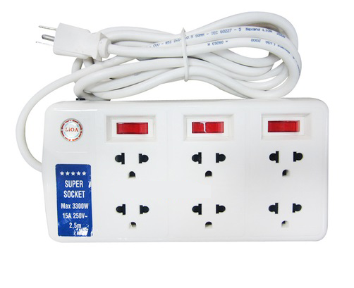 Ổ cắm 6 ổ 3 chấu super, dây dài 2.5m LiOA 6SS2.5-2