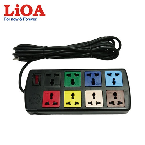 Ổ cắm kéo dài đa năng LiOA 8D32N, 8 ổ cắm, chiều dài 3m, công suất 2200W/250V