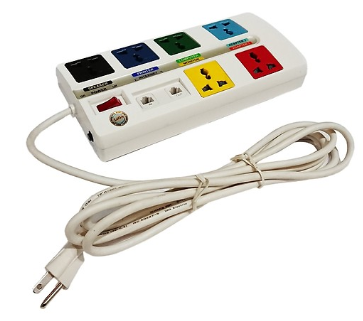 Ổ cắm kéo dài đa năng màu trắng LiOA6 OFFICE-3W, 6 ổ cắm đa năng & 2 mạch chống sét, chiều dài 3m, có 1 công tắc & có bảo vệ quá tải bằng CB.