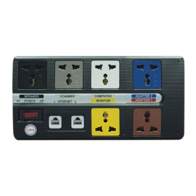 Ổ cắm kéo dài đa năng LiOA6 OFFICE-3, 6 ổ cắm đa năng & 2 mạch chống sét, chiều dài 3m, có 1 công tắc & có bảo vệ quá tải bằng CB.