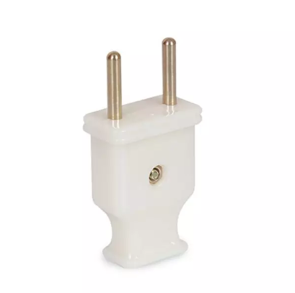 Phích cắm kiểu dẹt Tasaky PD2, màu trắng trong, chân đồng tròn