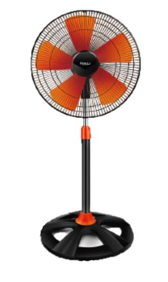 Quạt đứng lửng thân sắt HALI DC-169C màu đen cam, công suất 67W, đường kính cánh 400mm, tùy chỉnh cao thấp 80cm-1m2
