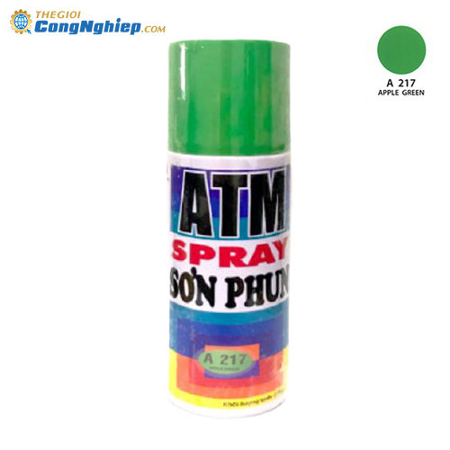 Sơn xịt ATM spray A217 màu xanh táo 400ml (apple green), 12 chai/ 1 thùng
