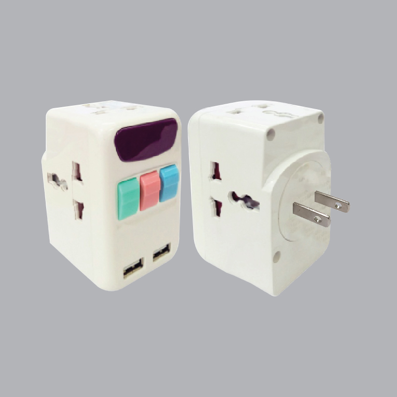 Ổ cắm du lịch đa năng, 2 cổng USB, 3 ổ cắm đa năng MPE TA4