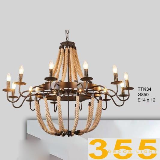 Đèn treo thiết kế 355Decor TTK34, đuôi đèn E27x12 bóng (không kèm bóng), kích thước 850mm