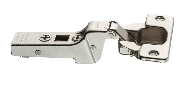Bản lề tích hợp giảm chấn góc mở 107°, trùm hết ( full overlay ), mã Blum: 75B1550, mã đặt hàng: 4243508