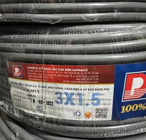 Dây điện xám tròn 3 lõi ruột đồng cách điện PVC Daphaco 3x1.5