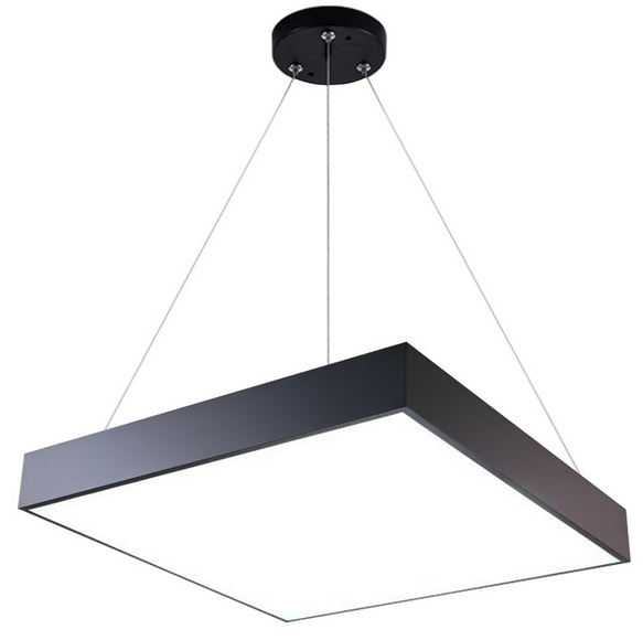 Đèn thả trần led hình vuông rỗng vỏ đen 48W, ánh sáng trắng 6500k, kích thước D600 x H 70mm, chất liệu hợp kim nhôm+mica