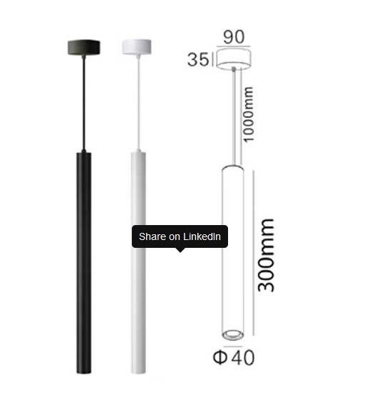 Đèn treo trần 12W mẫu B Vinaled CLP-BB12C65-45, ánh sáng trắng 6500K, vỏ màu đen