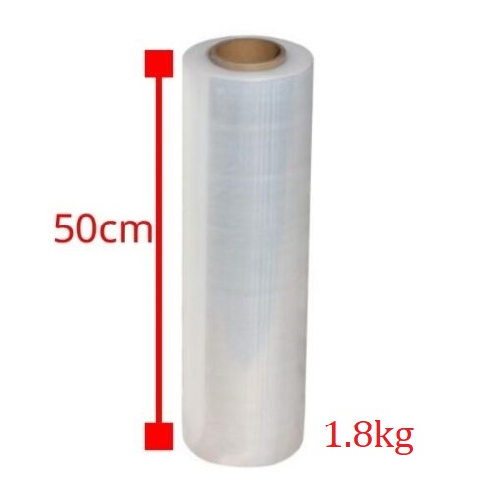 Màng PE quấn tay khổ 50cm, trọng lượng 1.8kg, bao gồm lõi 300g, đóng gói: 10 cuộn/ thùng