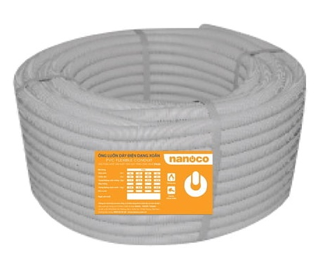 Ống ruột gà luồn dây điện nanoco FRG20PE, ø20mm, dạng xoắn, màu xám/xanh