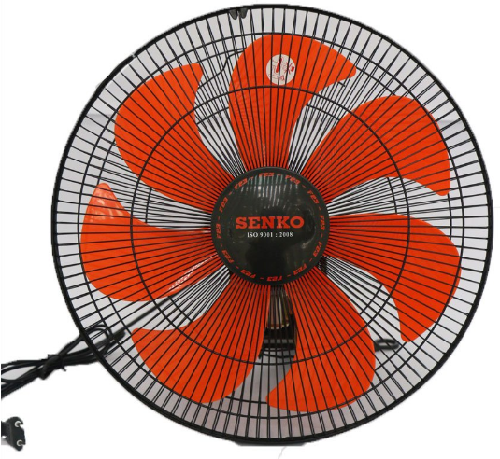 Quạt treo tường công nghiệp 2 dây Senko TC1622 màu đen cam, công suất 65W, 3 tốc độ gió