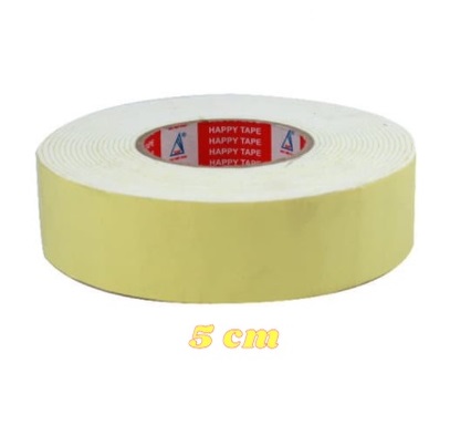 Băng keo xốp vàng 2 mặt 5cm, 5cuộn / 1 cây 5F