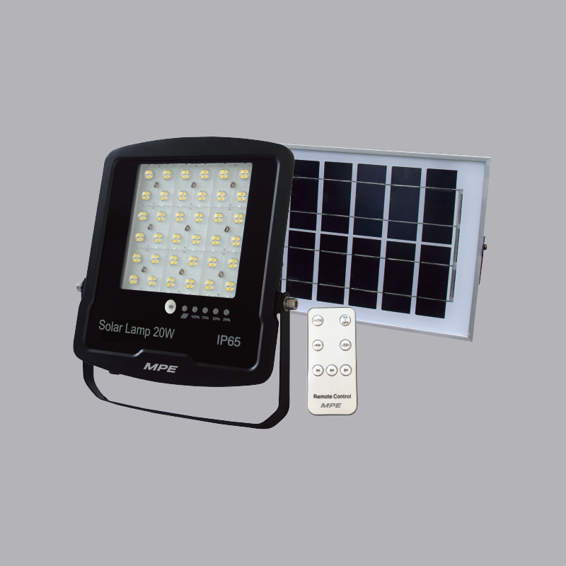Đèn Led pha năng lượng mặt trời MPE 30W - SFLD-30V ánh sáng vàng