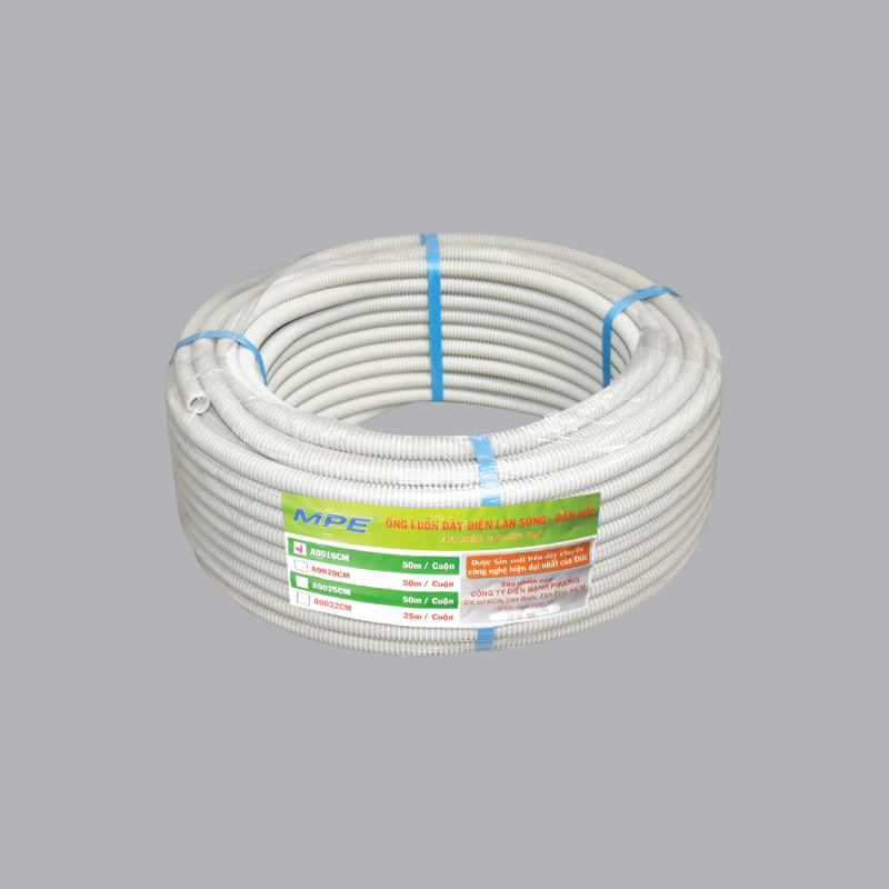 Ống ruột gà, ống luồn đàn hồi Ø16 A9016CM màu xám, 50m/cuộn
