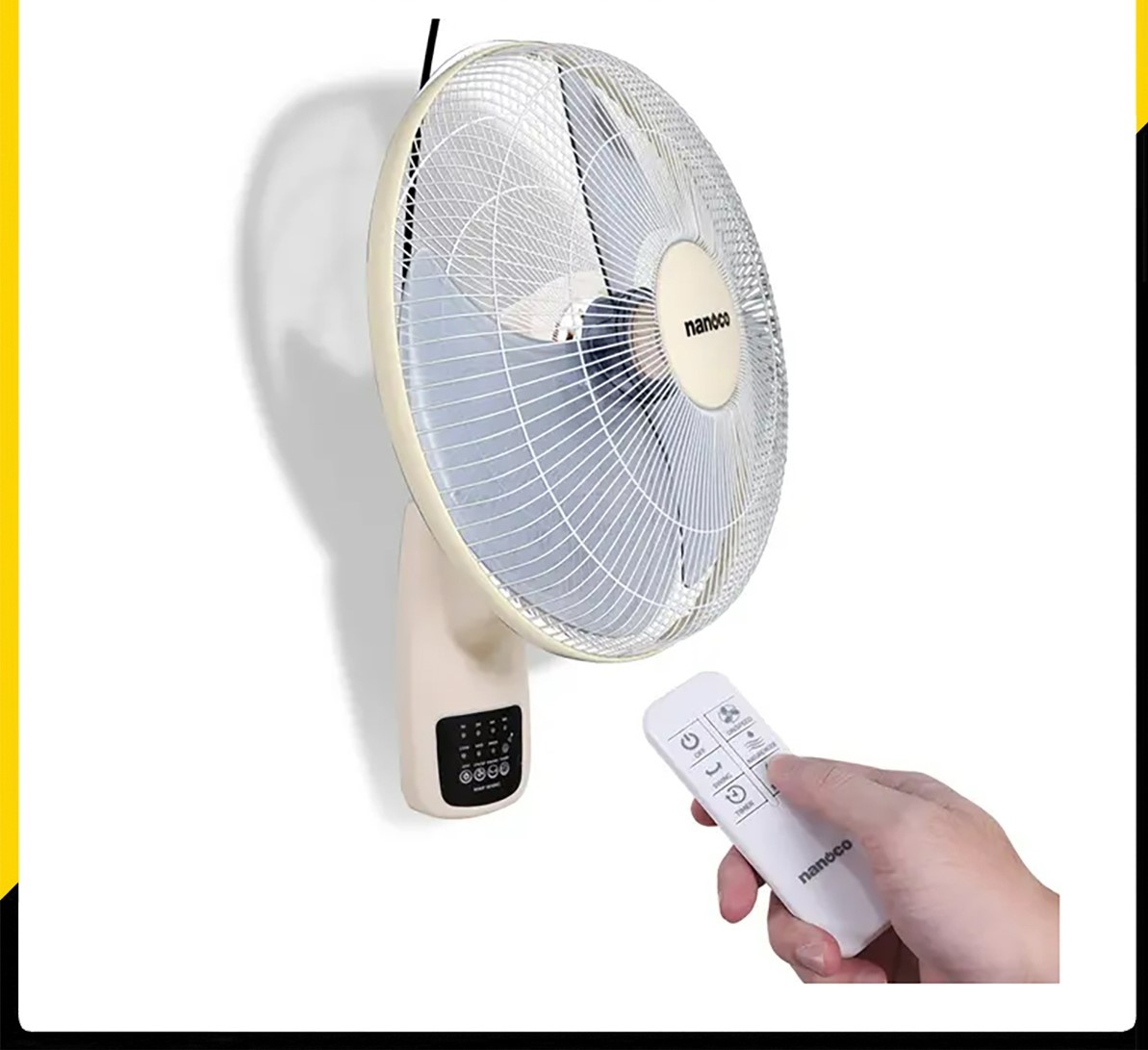 Quạt treo tường có remote Nanoco màu xanh NWF1610RC-BL