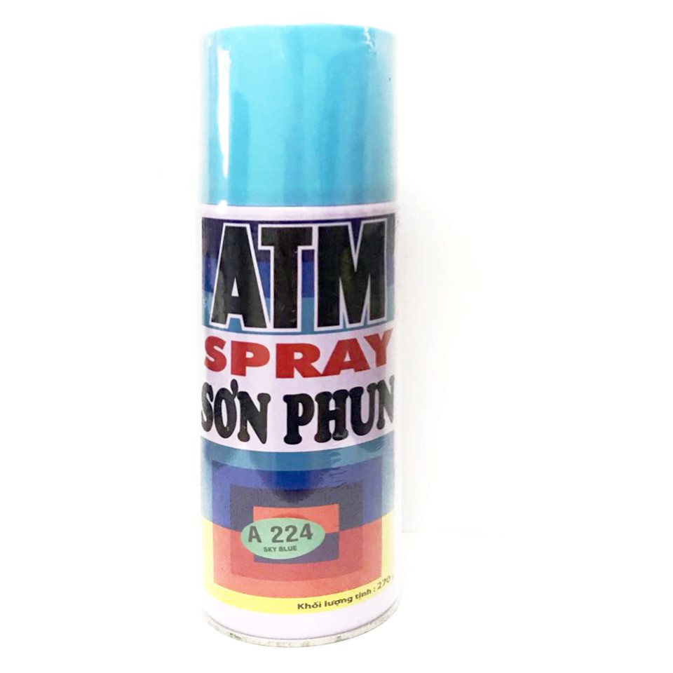 Sơn xịt ATM SPRAY A224 màu xanh da trời 400ml (Sky blue), 12 chai/ 1 thùng