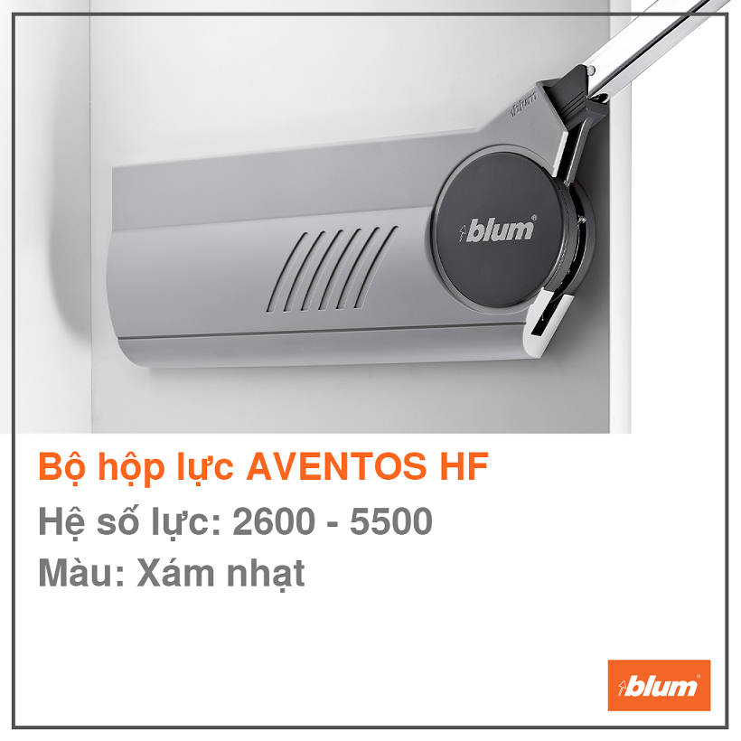 Bộ hộp lực Blum AVENTOS HF 20F2200/7302840, màu xám nhạt
