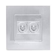 Bộ ổ cắm điện thoại đôi Vivace Schneider KB32TS_AS, màu xám