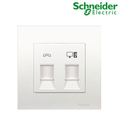 Bộ ổ cắm điện thoại và mạng cat5e Vivace Schneider KB32TS_RJ5E, màu trắng