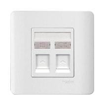 BỘ ổ cắm điện thoại và ổ cắm mạng cat6 Zencelo Schnieder E8432TDRJS_6_G19, màu trắng