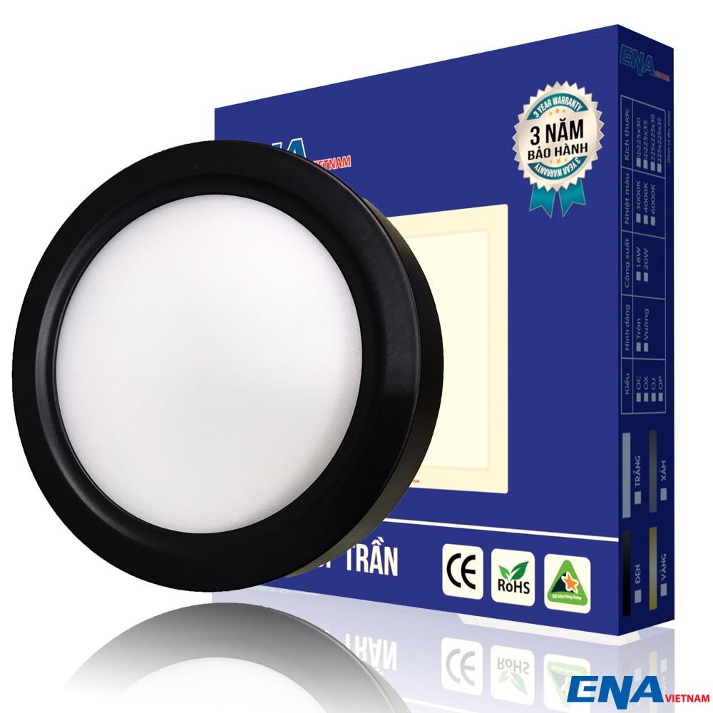 Đèn led ốp trần đen 12W Ø170 OF series ENA OTF12-170/SE3, 3 màu ánh sáng