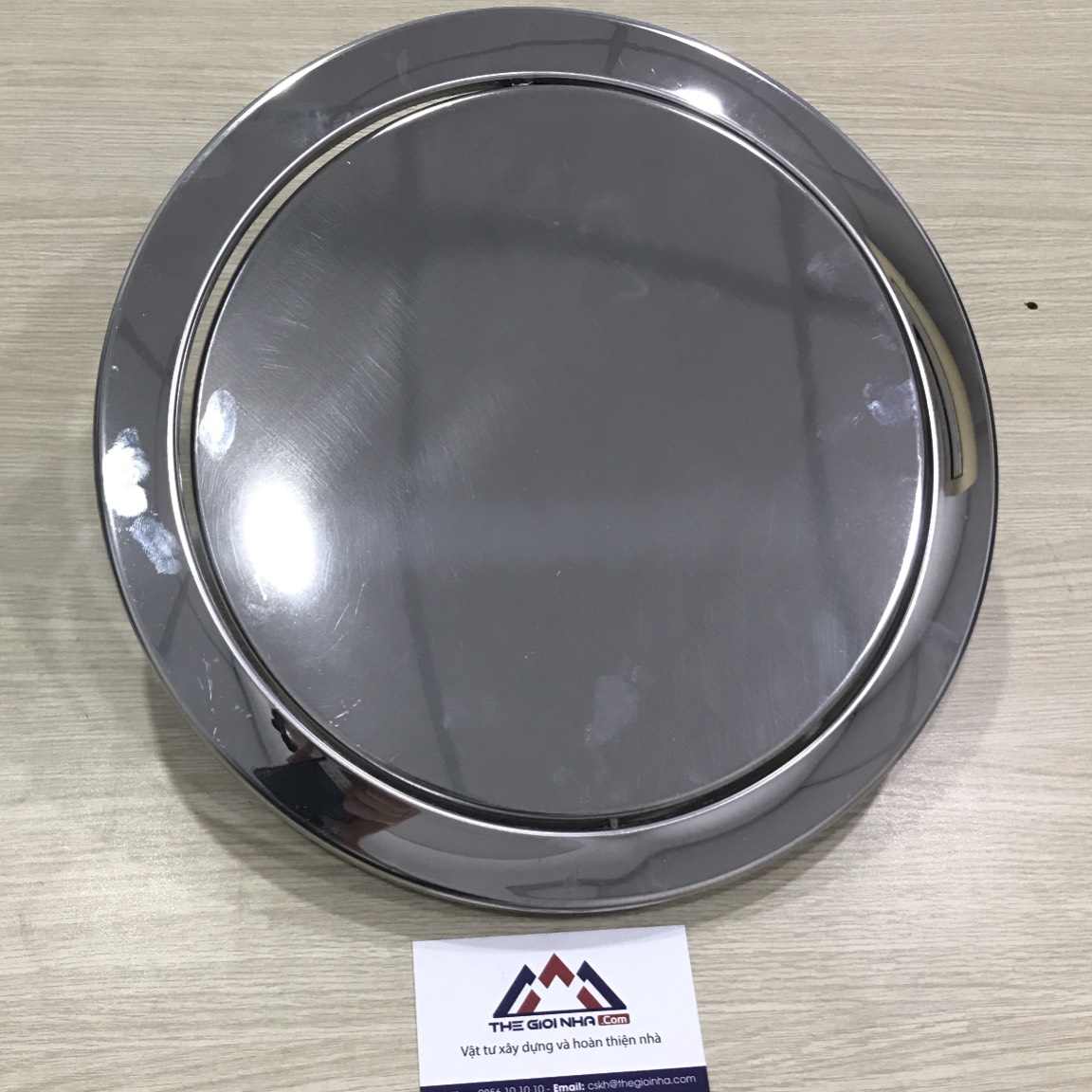 Nắp thùng rác lắp trên mặt bàn, đường kính 30cm Inox 201 ( được tách từ thùng rác )