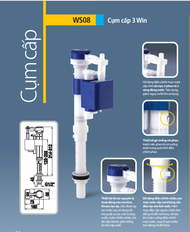 Phao cấp nước bồn cầu WS08