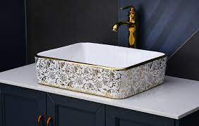 Chậu sứ bàn đá hình hoa 8170J