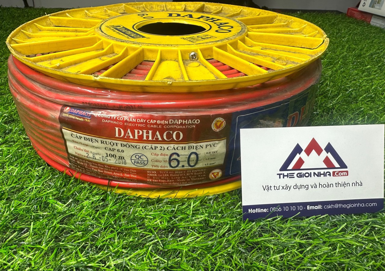 Dây cáp điện ruột đồng 1 lõi cách điện pvc Daphaco CV 6.0