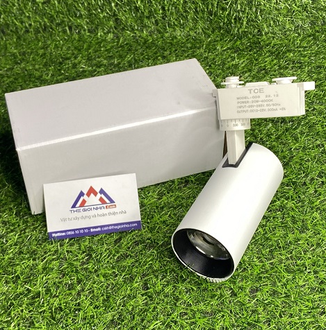 Đèn led chiếu điểm gắn thanh ray thân trắng 20W TCE CD 003, Ánh Sáng Trung Tính, kích thước Ø65x126mm