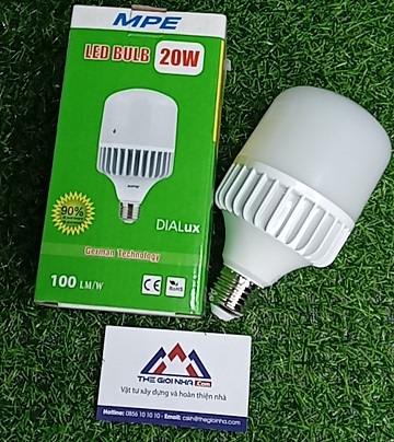 Bóng đèn Led Bulb trụ nhôm 20W MPE LB-20V, ánh sáng vàng