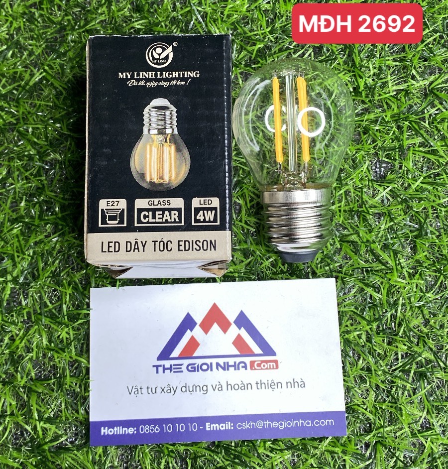 Bóng đèn led tròn dây tóc Edison 4W E27 Mỹ Linh G45, ánh sáng vàng 2700K