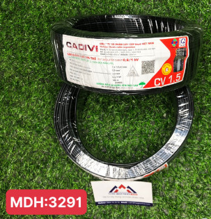 Dây điện đơn CV 1.5 Cadivi, màu đen, cuộn 100m