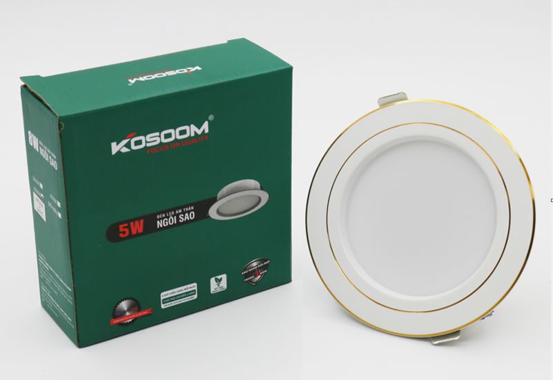 Đèn led downlight âm trần ngôi sao viền vàng 8W, Ø85-100, kích thước D120*H45, Kosoom DL-KS-VV-8-DM, ánh sáng đổi màu