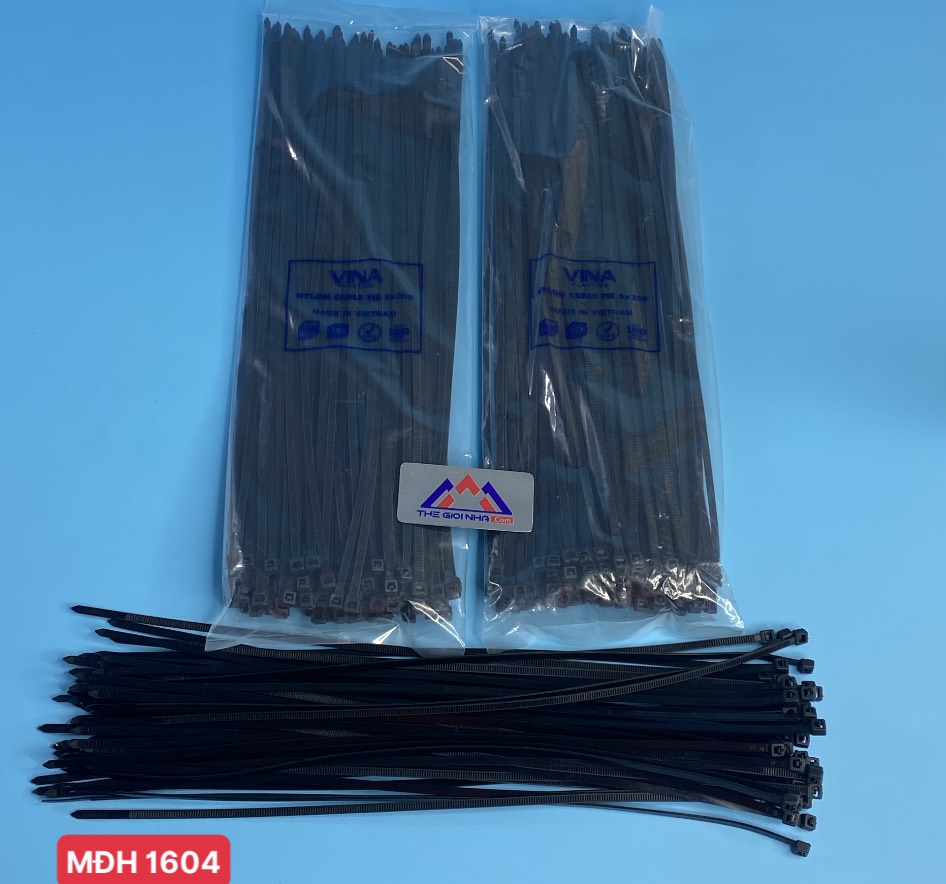 Dây rút nhựa 5 tấc 5x300mm, bản rộng 3.3mm, màu đen, 100 sợi/gói