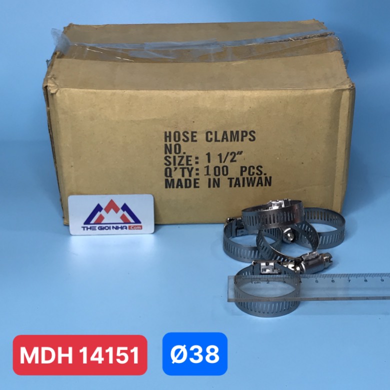 Đai xiết ống cỡ 38, bán lẻ hoặc 100 cái/ gói