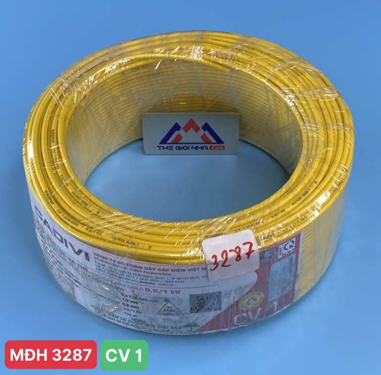 Dây Cáp điện Cadivi CV 1, màu vàng, cuộn 100 mét