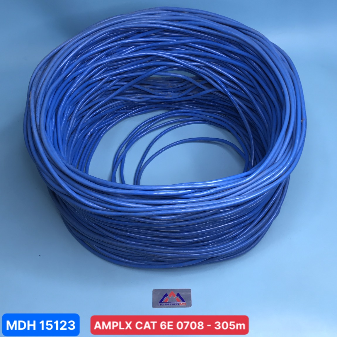Dây cáp mạng AMPLX CAT 6E 0708, cuộn dài 305M (màu xanh)